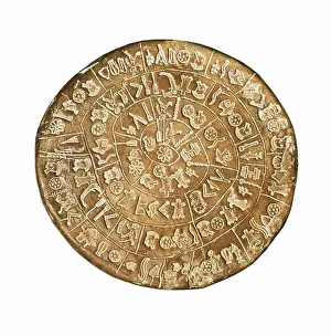 Greeks Prints: Phaistos Disc. s. XV BC. GREECE. Phaistos. A side