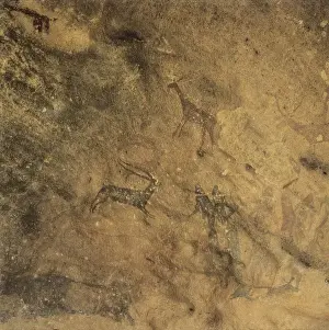 Dels Prints: Phallic dance. Mesolithic art. Cave. SPAIN. Barcelona