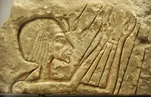 Danish Prints: Pharaoh Akhenaten or Nefertiti. Relief. El-Amarna. Egypt