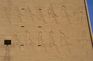 Images Dated 30th November 2003: Pharaoh before gods. Edfu. Egypt
