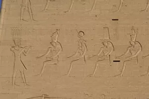 Images Dated 30th November 2003: Pharaoh before gods. Edfu. Egypt