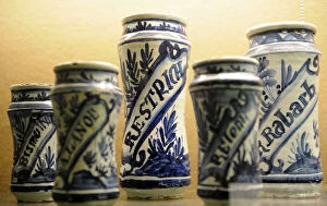 Images Dated 12th July 2012: Pharmaceutical jars. Spanish Albarello. 17th century. Pharma