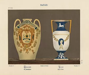 Pitcher Collection: Pharmacy pitcher and vase from Naples, Italy