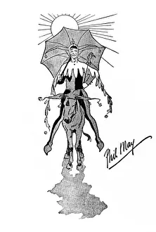 Laughter Prints: Phil May as the Joker riding off on a mule into the sunset