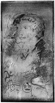 Phil May self-portrait - Artists Room - Paganis Restaurant