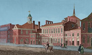 Municipality Collection: Philadelphia. City Hall building. Engraving by Traversier