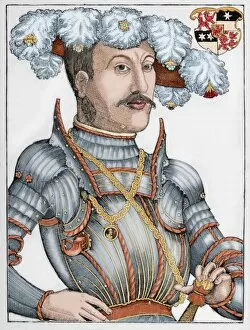 Armored Collection: Philip I of Hesse (1504-1567). Engraving. Colored