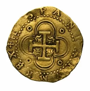 Spains Collection: Philip II of Spains golden coin, coined in Seville