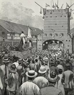 Demonstrations Gallery: Philippines (1899). Protest in Manila. Engraving