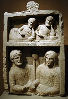 Images Dated 31st May 2008: Phoenician art. Cyprus. 4th century BC. Grave marker. Limest