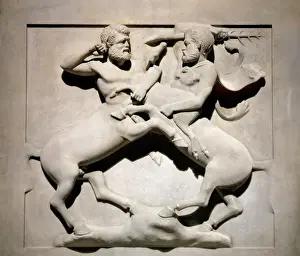 Reliefs Prints: Phoenician. Lycian Sarcophagus. 5th BC. Batlle of centaurs