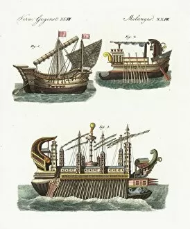 Archimedes Gallery: Phoenician merchant ship, warship, and floating