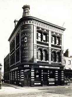 Prints of Photograph of Britannia PH, Borough, London. The main side of the print (shown here) depicts: Left Face on view of the pub The National Brewery Centre Archives Prints: Photograph of Britannia PH, Borough, London
