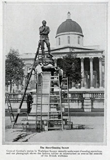 Pasha Collection: Photograph of the cleaning of the General Gordon statue. Captioned, The Hero-Cleaning season