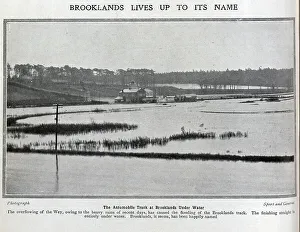 Flooding Prints: Photograph of flooding at Brooklands race track
