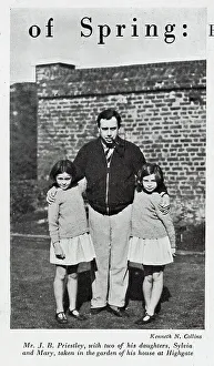 Heralds Prints: Photograph of J B Priestley and daughters
