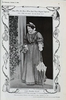 Literary Collection: Photograph of Lady Dorothy Nevill in gown, bonnet, gloves and with parasol