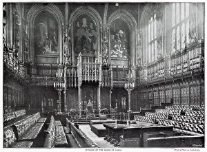 Photograph showing the interior of The House of Lords, 100ft long by 45ft wide and the same height. Date: 1896