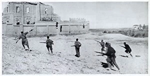 Images Dated 14th June 2021: Photograph showing a Nationalist infantry unit, led by their officer (on left, with pistol)