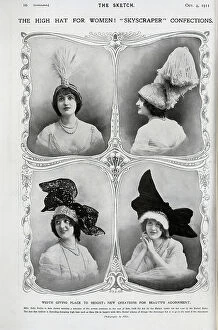 Tassels Collection: Photographs of women in high, elaborate hats