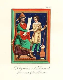 A physician and his servant, 13th century