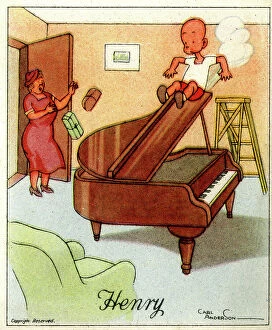 Carl Collection: Piano Slide, Henry cartoon