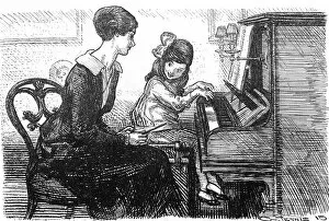 Pupil Collection: Piano teacher and pupil, 1915