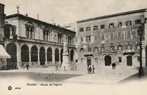 Signori Prints: Piazza dei Signori with the monument to Dante, Verona