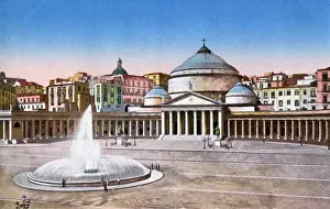 Piazza Plebiscito and San Francesco Church, Naples, Italy