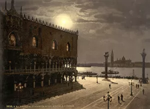 Moon Light Collection: Piazzetta and San Georgio by moonlight, Venice, Italy
