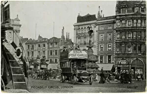 Piccadilly Circus, London - Horse and Motor Buses