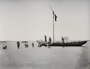 Sailboat Prints: Picking shellfish off the bottom of the sea, Japan