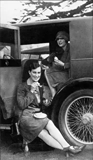 Picnic in a car at Brooklands