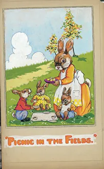 Picnic Prints: Picnic in the fileds - Rabbits
