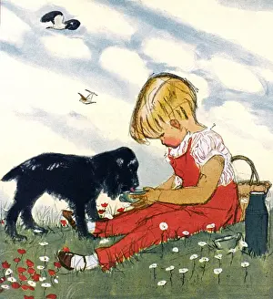 Daisies Prints: Picnic For Two by Muriel Dawson