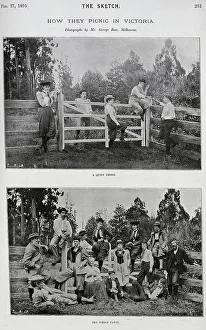 Picnic Prints: Picnic Party, Victoria, Australia, group in countryside