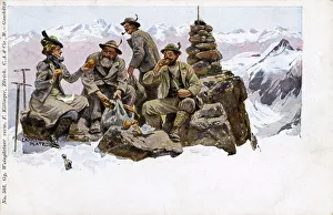 Climbers Gallery: Picnic on the summit of a Swiss Alpine peak