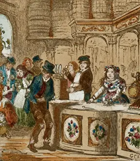 Drunkard Prints: Picture of the inside of a gin shop