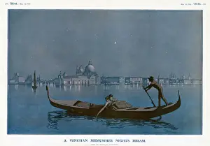 This picture shows a couple enjoying a romantic moment in Venice. Date: 1926