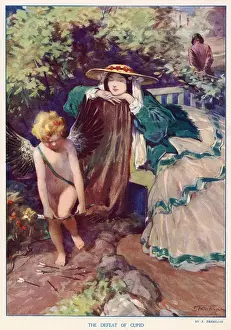 Seemingly Prints: This picture shows a scene of a frustrated cupid after a woman has seemingly rejected the advances of a man