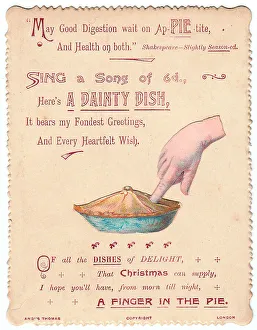Pies Prints: Pie with comic verse on a Christmas card
