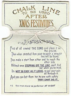 Piece of string with comic verse on a Christmas card