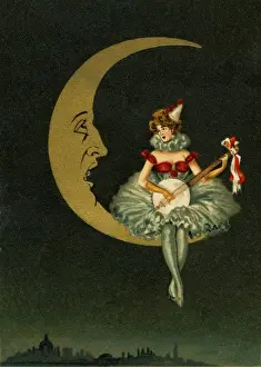 Guitar Prints: Pierrette sitting on the moon
