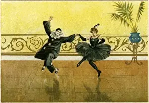 Pierrot & pierette in black dancing