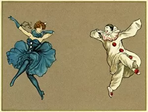 Pierrot & pierette in blue dancing