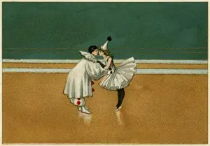 Pierette Prints: Pierrot & pierette in white embrace
