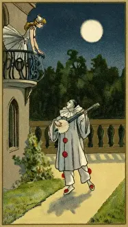 Serenading Prints: Pierrot serenading pierrette