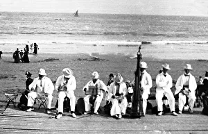 Pierrots on the beach, Bridlington, early 1900s