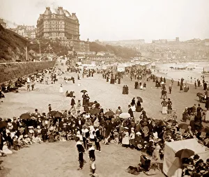 Pierrots Prints: Pierrots on the beach, Scarborough, Victorian period