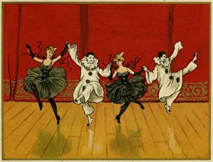 Pierrots Prints: Pierrots and pierrettes dancing